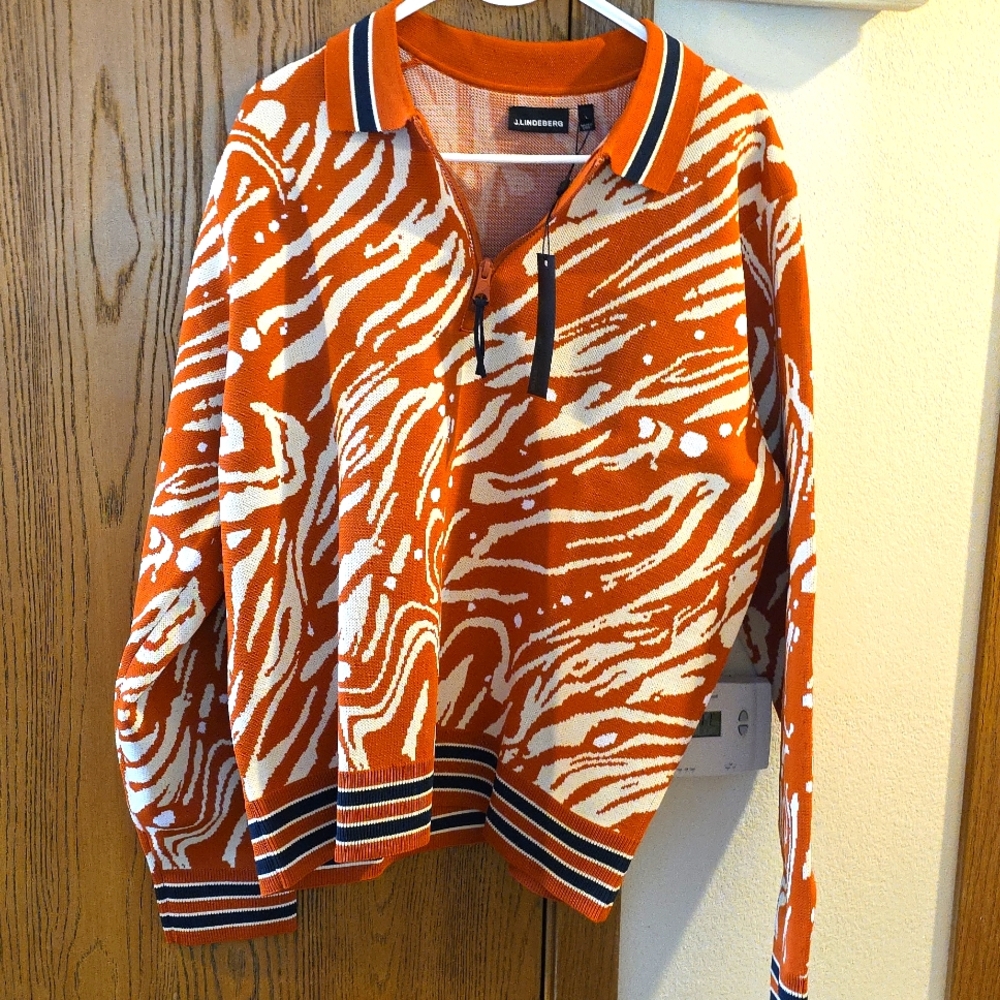 J Lindeberg Rami Jacquard Polo | Bombay Tiger | Men's Large